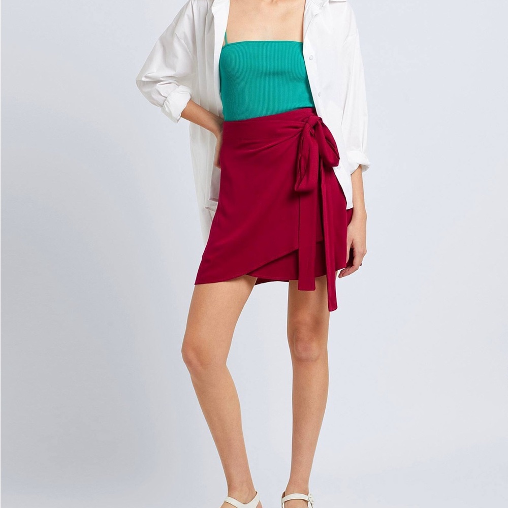 Stylish Burgundy Wrap Skirt